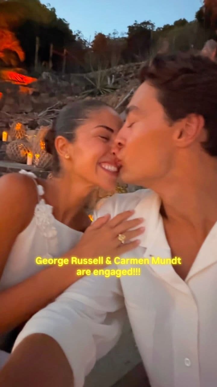 One of F1’s favourite couple, George Russell & Carmen Mundt are ENGAGED! 💍🏁❤️